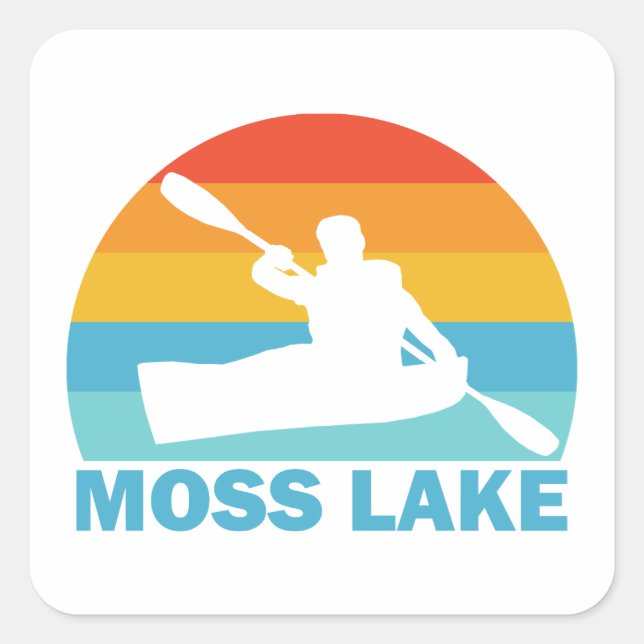 Sticker Carré Moss Lake Caroline du Nord Kayak (Devant)