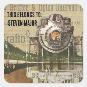 Sticker Carré Moteur à vapeur de train de locomotives Cette prop