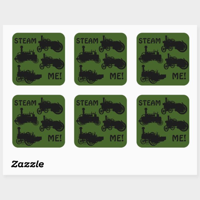 Sticker Carré Moteur à vapeur Tracteur de ferme Traction Agricul (Feuille)