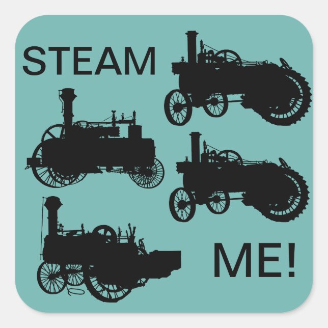 Sticker Carré Moteur à vapeur Tracteur de ferme Traction Agricul (Devant)