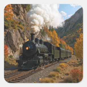 Sticker Carré Moteur à vapeur vintage dans la vallée de la monta