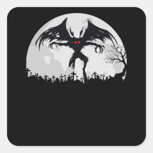 Sticker Carré Mothman Moon Cryptid Point Agréable Cadeau