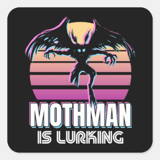Sticker Carré Mothman se cache dans les années 80 Cryptid Gift