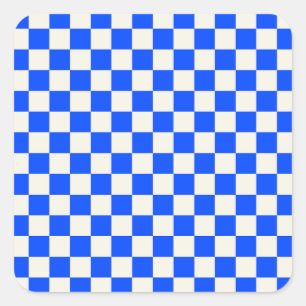 Sticker Carré Motif à carreaux cobalt et crème