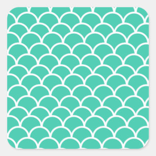 Sticker Carré Motif à échelle Aqua Blue Fish