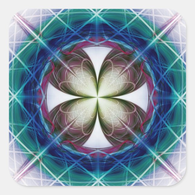 Sticker Carré Motif à fleurs géométriques (Devant)