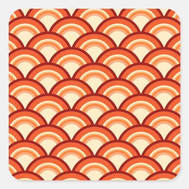 Sticker Carré Motif à vagues Art déco - mandarine orange (Devant)