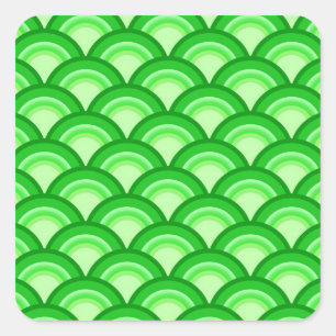 Sticker Carré Motif à vagues Art déco - vert jade