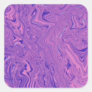 Sticker Carré Motif Abstrait de Marbre Liquide Violet