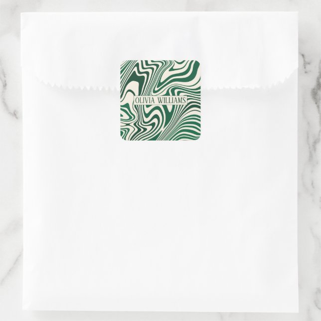 Sticker Carré Motif Abstrait Retro Green (Sac)