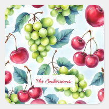 Motif alimentaire de fruits rouges et verts Raisin