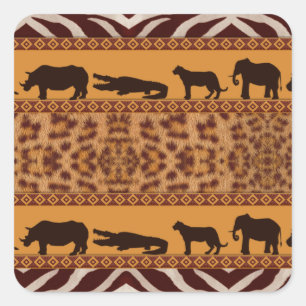 Sticker Carré Motif animalier tribal africain moderne Jaguar