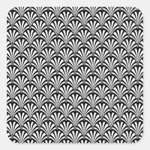 Sticker Carré Motif Art déco noir et blanc