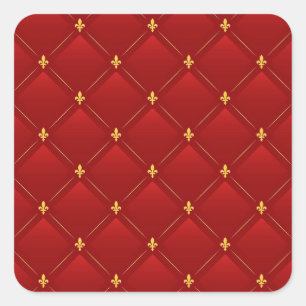 Sticker Carré Motif Art nouveau rouge et or