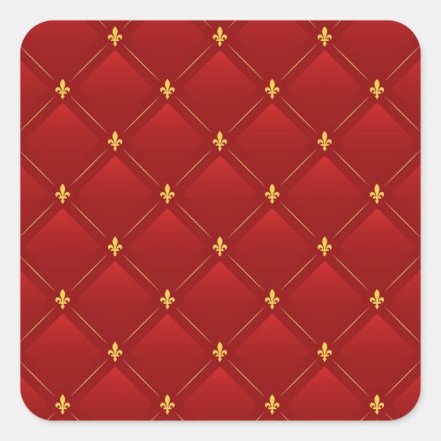 Sticker Carré Motif Art nouveau rouge et or (Devant)