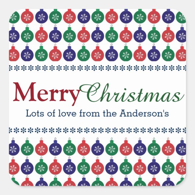 Sticker Carré Motif Bauble Noël personnalisé (Devant)