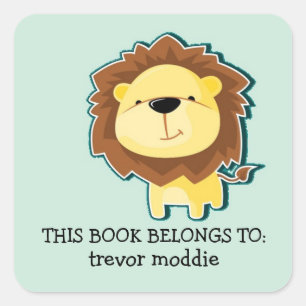 Sticker Carré Motif bleu lion mignon