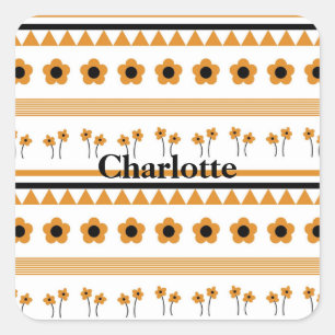 Sticker Carré Motif Boho triangle de bordure