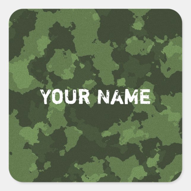 Sticker Carré Motif Camouflage vert de l'armée (Devant)