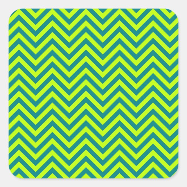 Sticker Carré Motif Chevron turquoise et Lime Green (Devant)