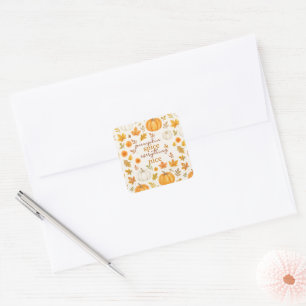 Sticker Carré Motif Citrouille mignon   Thanksgiving