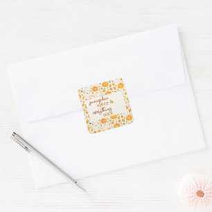 Sticker Carré Motif Citrouille mignon Thanksgiving