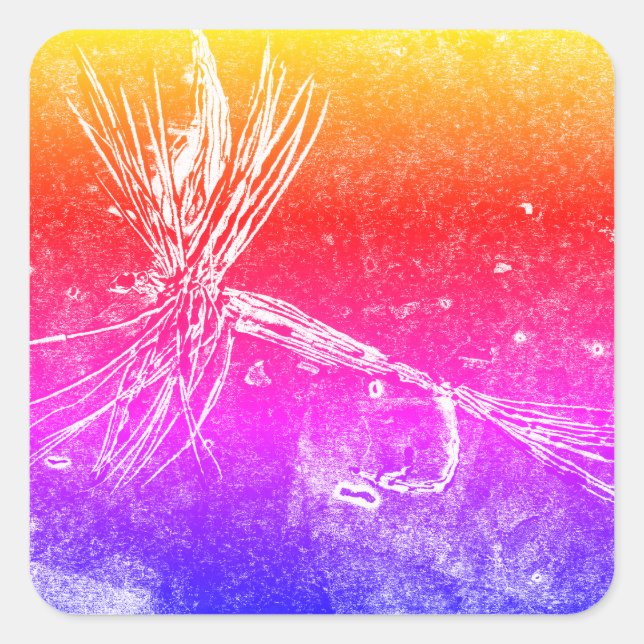 Sticker Carré Motif classique à mouches sèches pour la pêche à l (Devant)