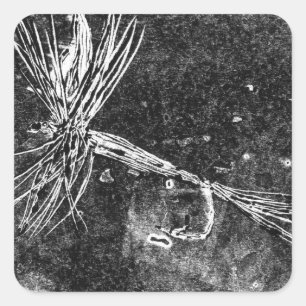 Sticker Carré Motif classique à mouches sèches pour la pêche à l