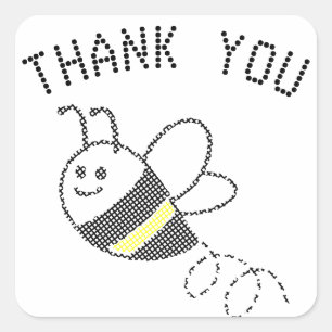 Sticker Carré Motif croisé Imprimer Baby shower d'abeille mignon