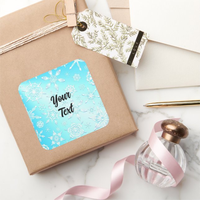 Sticker Carré Motif Crystal Snowflakes (Cadeaux)