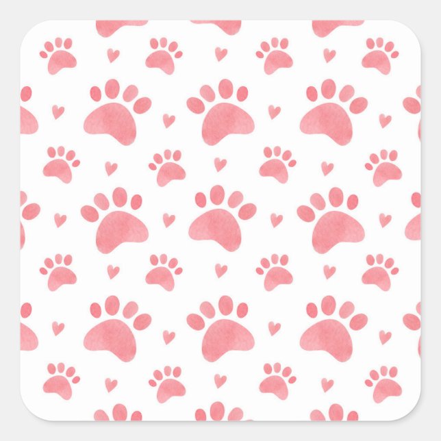 Sticker Carré Motif d'aquarelle Cat Paws (Devant)