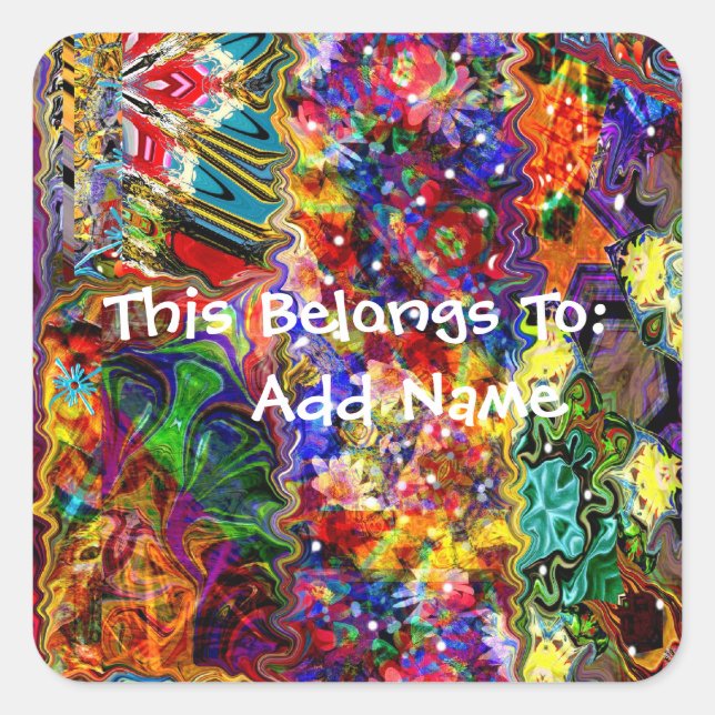 Sticker Carré Motif d'art Abstrait coloré (Devant)