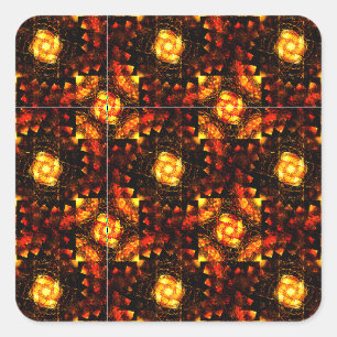 Sticker Carré Motif d'art abstrait élégant boho moderne or #506