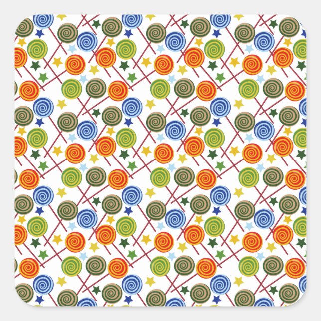 Sticker Carré Motif de bonbons | motif Lollies | lollipop 61 (Devant)