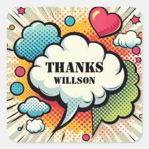 Sticker Carré Motif de bulle de la bande dessinée