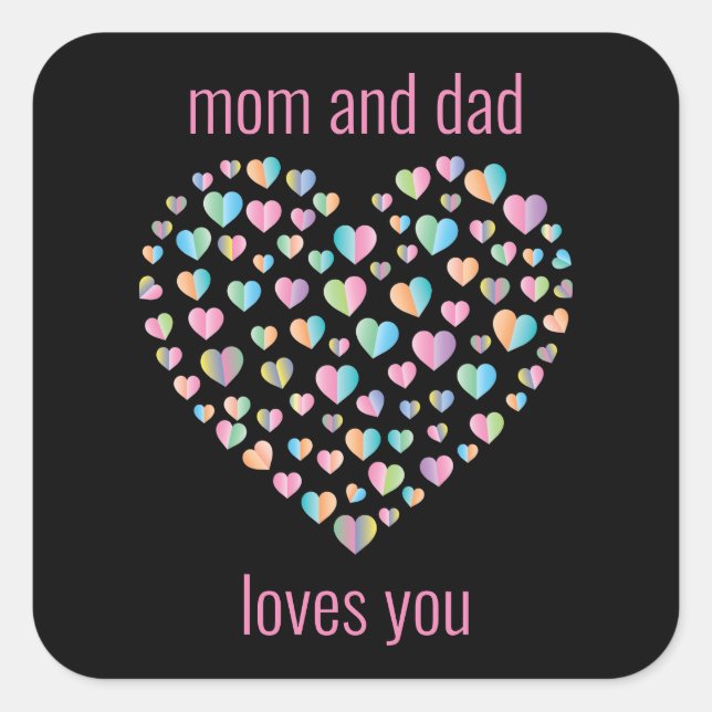 Sticker Carré Motif de cœur coloré mignon (Devant)