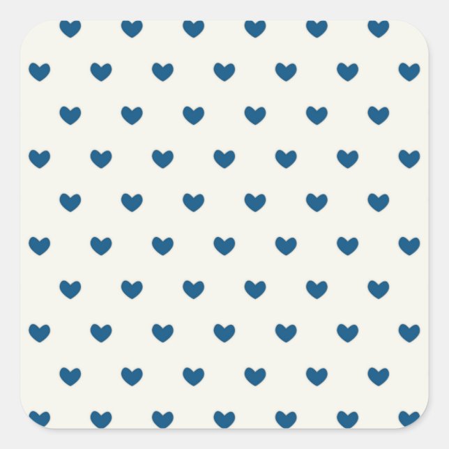 Sticker Carré Motif de Coeurs Bleus (Devant)