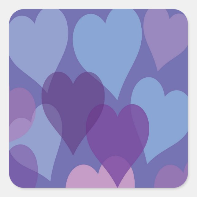 Sticker Carré Motif de Coeurs Violets (6), Coeurs Romantiques Do (Devant)