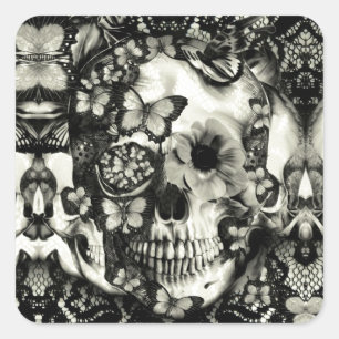 Sticker Carré Motif de dentelle gothique victorienne