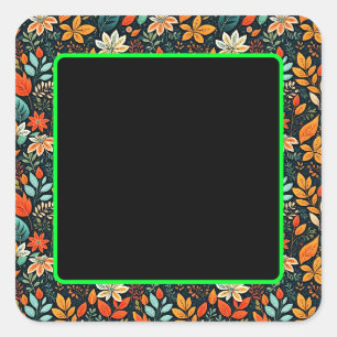 Sticker Carré Motif de fleurs exotiques florales