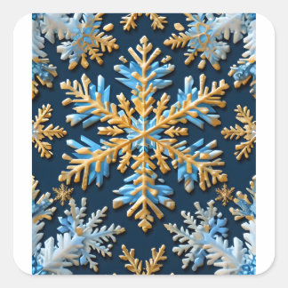 Sticker Carré Motif de flocons sur un arrière - plan bleu foncé