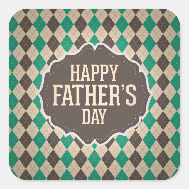 Sticker Carré Motif de Jacquard de Fête des pères heureux (Devant)