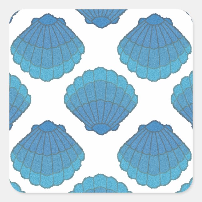 Sticker Carré Motif de mosaïque Blue Seashell (Devant)