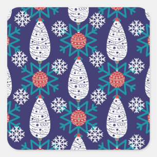 Sticker Carré Motif de Noël de style scandinave