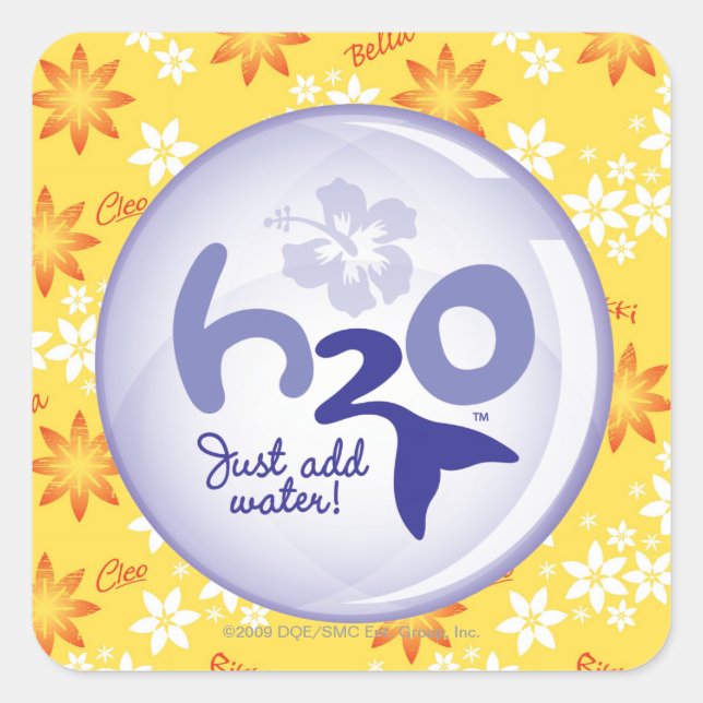 Sticker Carré Motif de nom jaune (Devant)