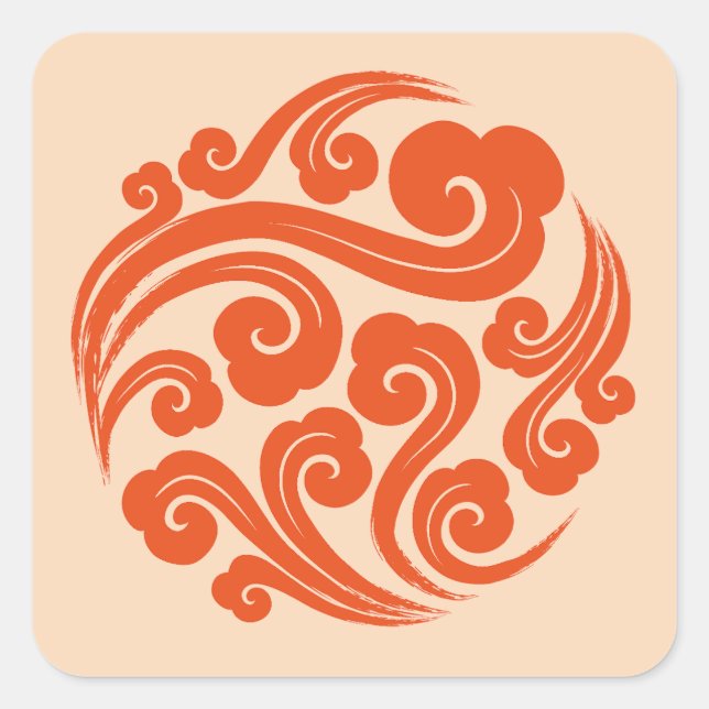 Sticker Carré motif de nuage chinois traditionnel (Devant)