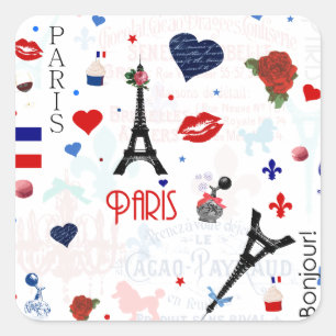 Sticker Carré Motif de Paris avec Tour Eiffel