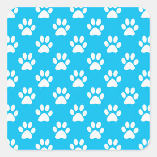 Sticker Carré Motif de pattes bleues et blanches