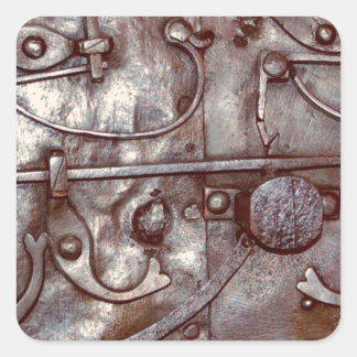 Sticker Carré Motif de porte en acier Steampunk, Métal, Rivets, 