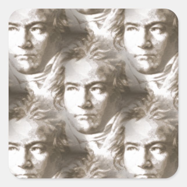 Sticker Carré Motif de portrait Beethoven (Devant)